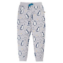 Frugi Printed Snug Joggers - Grey Marl Penguins