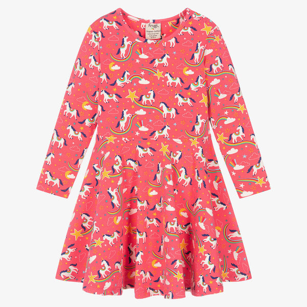 FRUGI Sofia Skater Dress, Pink Piskie Magic