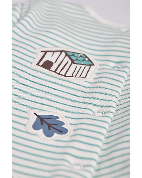 FRUGI Lovely Applique Patch Babygrow - Moss Breton/Hedgehog (LAST PIECE)