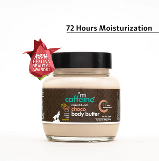 mCaffeine |Choco & Shea Body Butter for 72 Hrs Moisturization | Reduces Stretch Marks & Heals Dry Skin - 250g (BBE Oct-24)