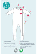 Zip Up Babygrow, Soft White Cosmic Wave