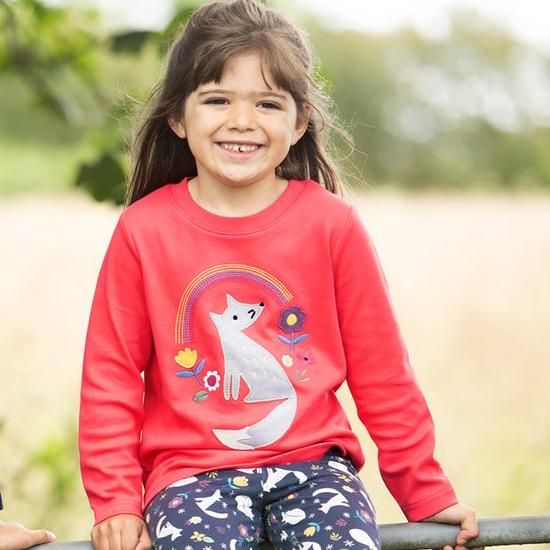 Adventure Applique Top, Watermelon/Wolf