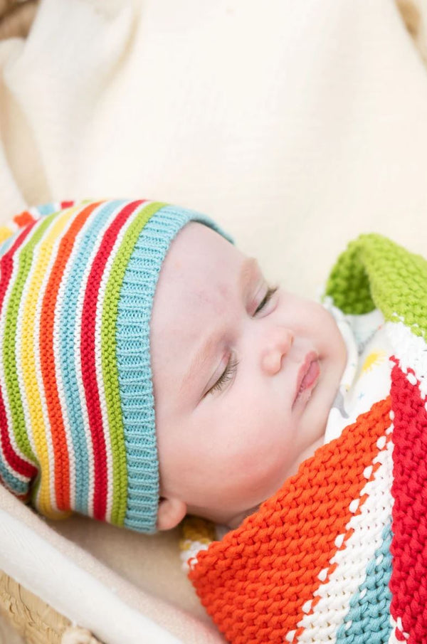 Harlen Knitted Hat, Soft White Multi Stripe