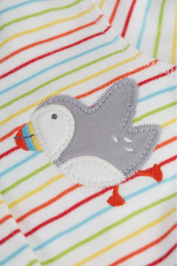 Lovely Applique Babygrow, Multistripe/Puffin