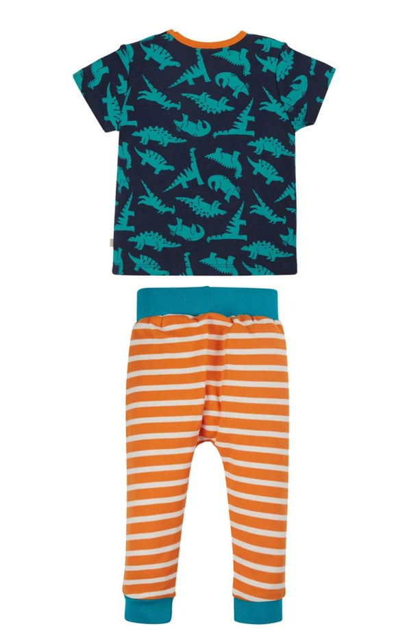 Orwin Outfit, Indigo Dinos/Marigold Stripe