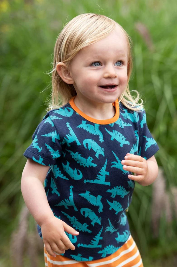 Orwin Outfit, Indigo Dinos/Marigold Stripe