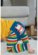 Little Knitted Leggings, Rainbow/Fire Engine