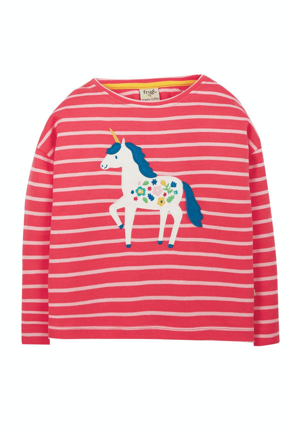 Tori Boxy Top, Watermelon Stripe/Unicorn
