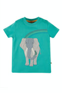 Carsen Applique T-shirt, Aqua Elephant