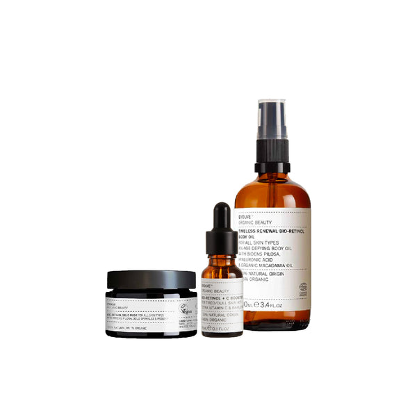 Evolve | Bio-Retinol Skin Booster, Gold Face Mask & Timeless Firming Bio-Retinol Body Oil