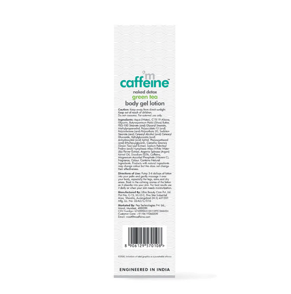 mCaffeine | Green Tea Body Gel Lotion - 200 ml | Hydration | Oily Skin (BBE 11/24)