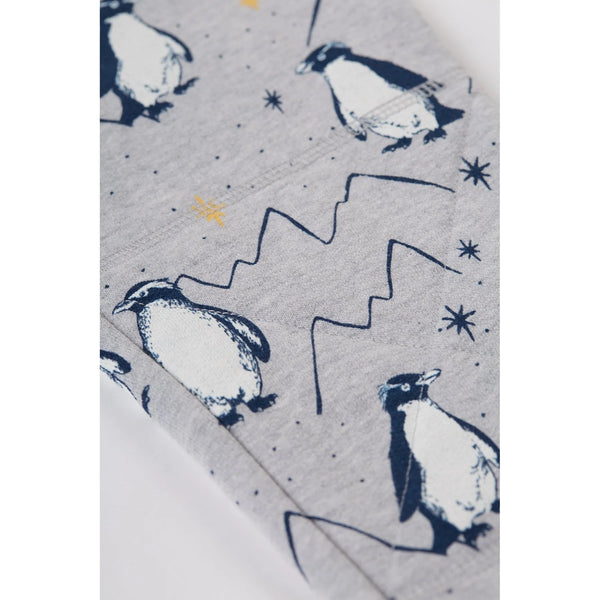Frugi Printed Snug Joggers - Grey Marl Penguins