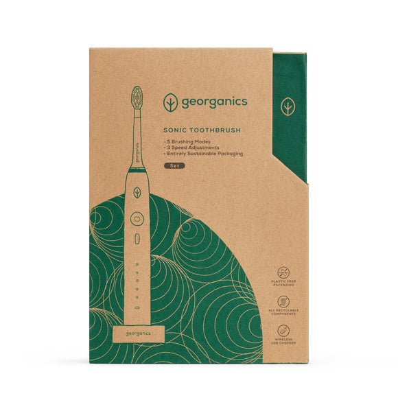 Georganics Sonic High Quality Electric Toothbrush Set - 50000SPM [FREE replacement heads]