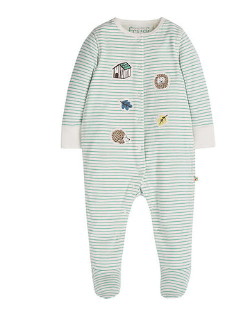 Lovely Applique Patch Babygrow - Moss Breton/Hedgehog, 18-24 months (LAST PIECE)