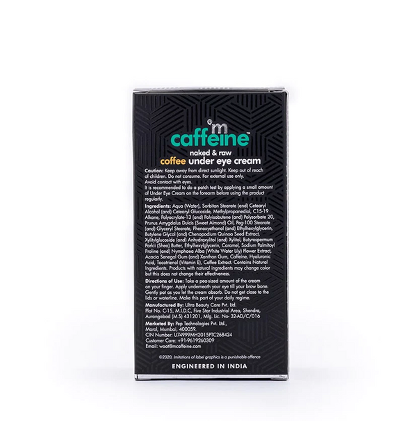 mCaffeine | Coffee Under Eye Cream for Dark Circles & Puffiness - 30 ml- Natural & 100% Vegan