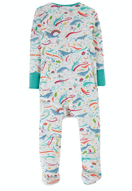 Zip Up Babygrow, Soft White Cosmic Wave - 0