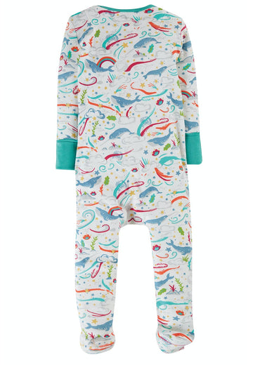 Zip Up Babygrow, Soft White Cosmic Wave - 0