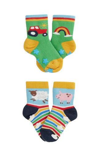 Grippy Socks 2 Pack, Rainbow Farm