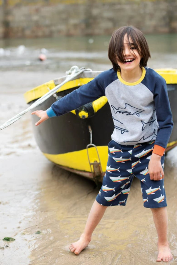 James Applique T-Shirt, Grey Marl/Sharks