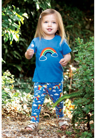 Frugi Blue Rainbow Stripe Libby Leggings