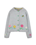 Millie Embroidered Cardigan, Grey/Flowers