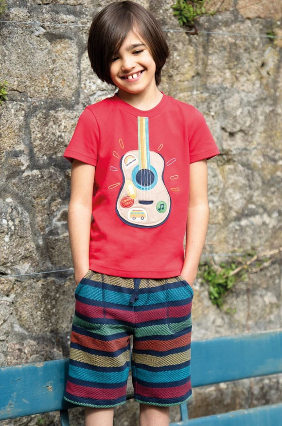 Morvah Shorts, Indigo Rainbow Stripe