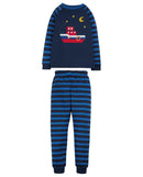 Navigator Long John PJs, Cobalt Indigo Stripe/Boat-1
