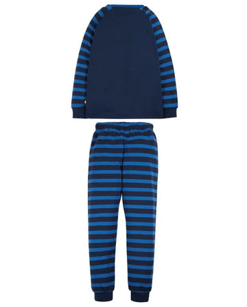 Navigator Long John PJs, Cobalt Indigo Stripe/Boat - 0
