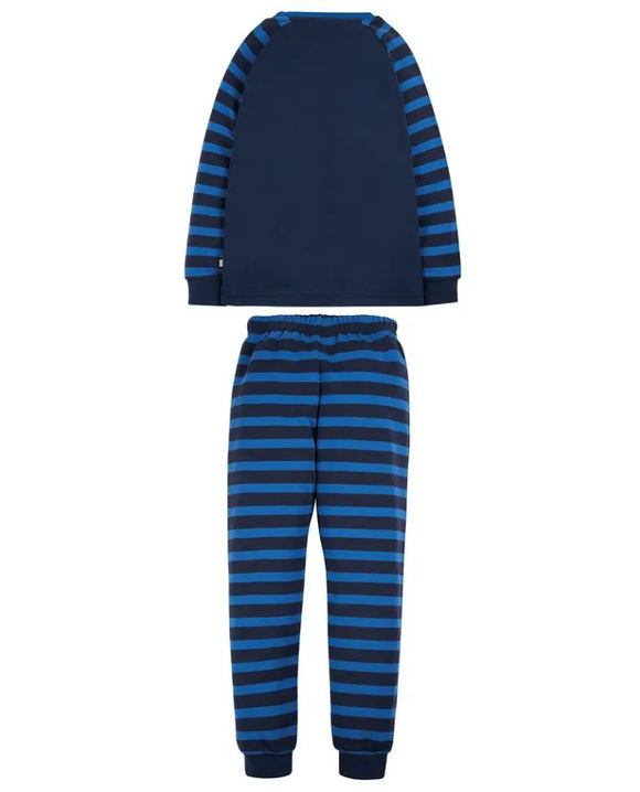 Navigator Long John PJs, Cobalt Indigo Stripe/Boat