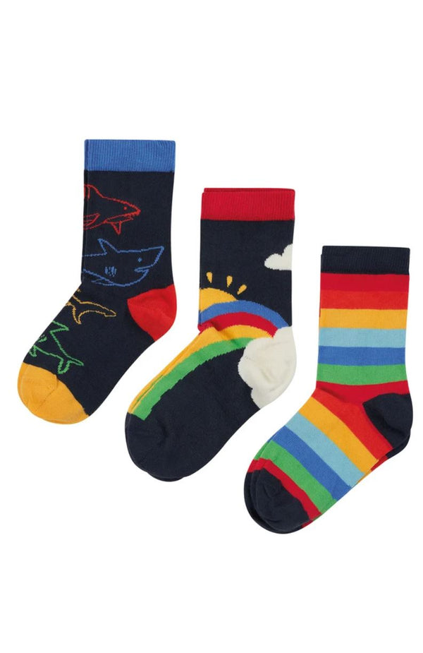Rock My Socks 3 Pack, Rainbow Sharks