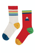 Raleigh Rib Socks 2 Pack, Red/Mountain