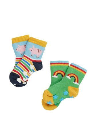 Grippy Socks 2 Pack, Rainbow Farm