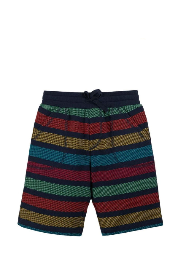 Morvah Shorts, Indigo Rainbow Stripe