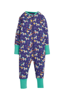Zelah Zip Up Romper, Mussel Cosmic Unicorns