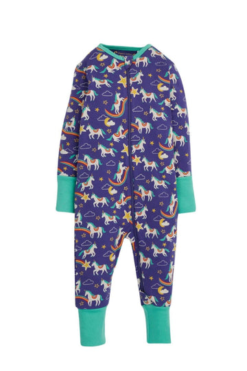 Zelah Zip Up Romper, Mussel Cosmic Unicorns