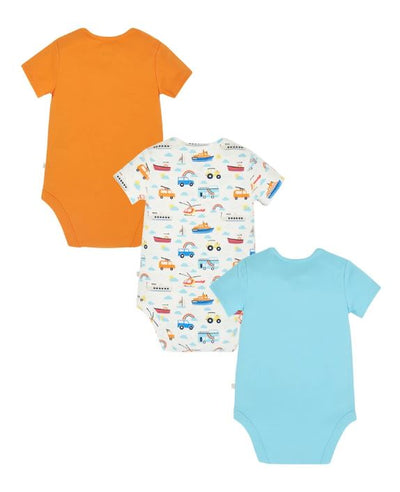 Super Special 3 Pack Body, White Land Sea Sky/Orange, 18-24 months (LAST PIECE) - 0
