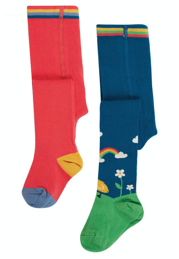 Little Norah 2pk Tights, Loch Blue/Geese, 0-6 months (LAST PIECE) - 0