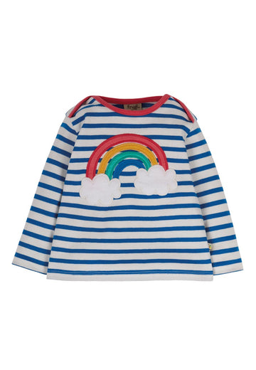 Bobby Applique Top, Cobalt Stripe/Rainbow