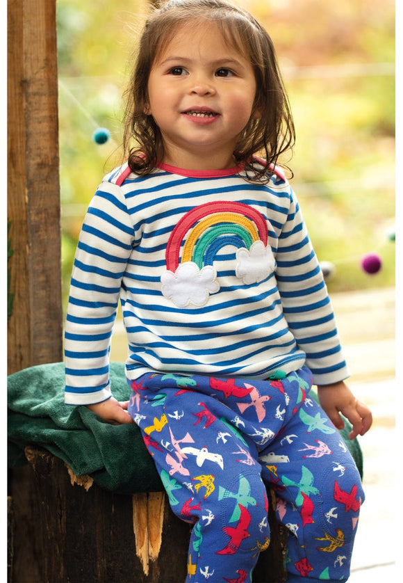 Bobby Applique Top, Cobalt Stripe/Rainbow