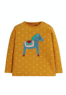 Button Applique Top, Floral Ditsy/Horse-1