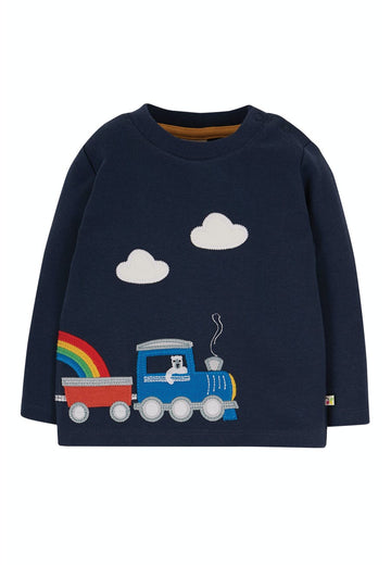 Joe Applique Top, Indigo/Train