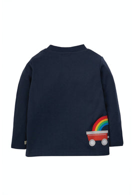 Joe Applique Top, Indigo/Train - 0