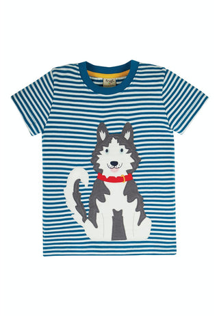 Sid Applique T-shirt, Loch Blue Stripe/Husky