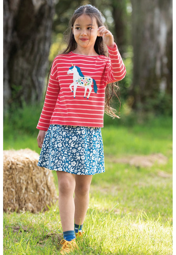 Tori Boxy Top, Watermelon Stripe/Unicorn