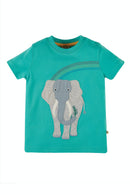 Carsen Applique T-shirt, Aqua Elephant-1