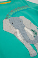 Carsen Applique T-shirt, Aqua Elephant-4