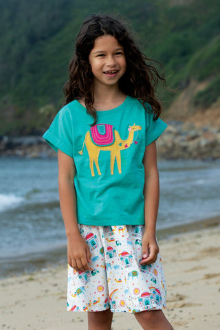 Sophia Slub T-shirt, Pacific Aqua Camel