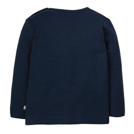 Button Applique Top, Indigo/Wolf - 0