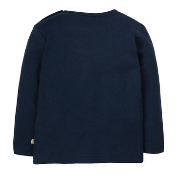 Button Applique Top, Indigo/Wolf - 0